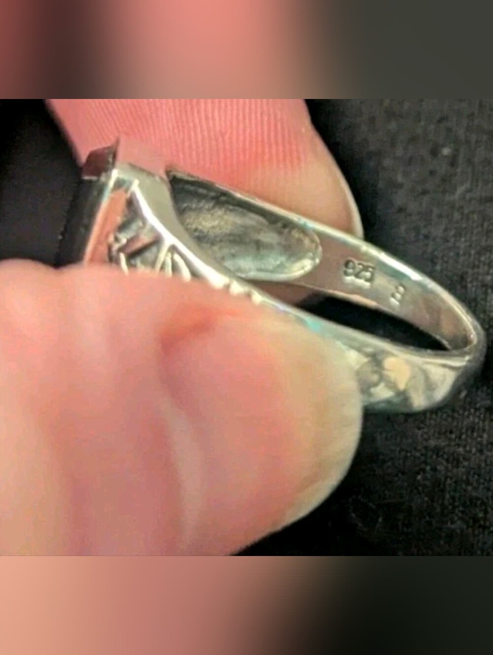 Vintage 925 Sterling Silver Natural Black Onyx Gemstone Signet Ring Size 10 - Picture 2 of 7